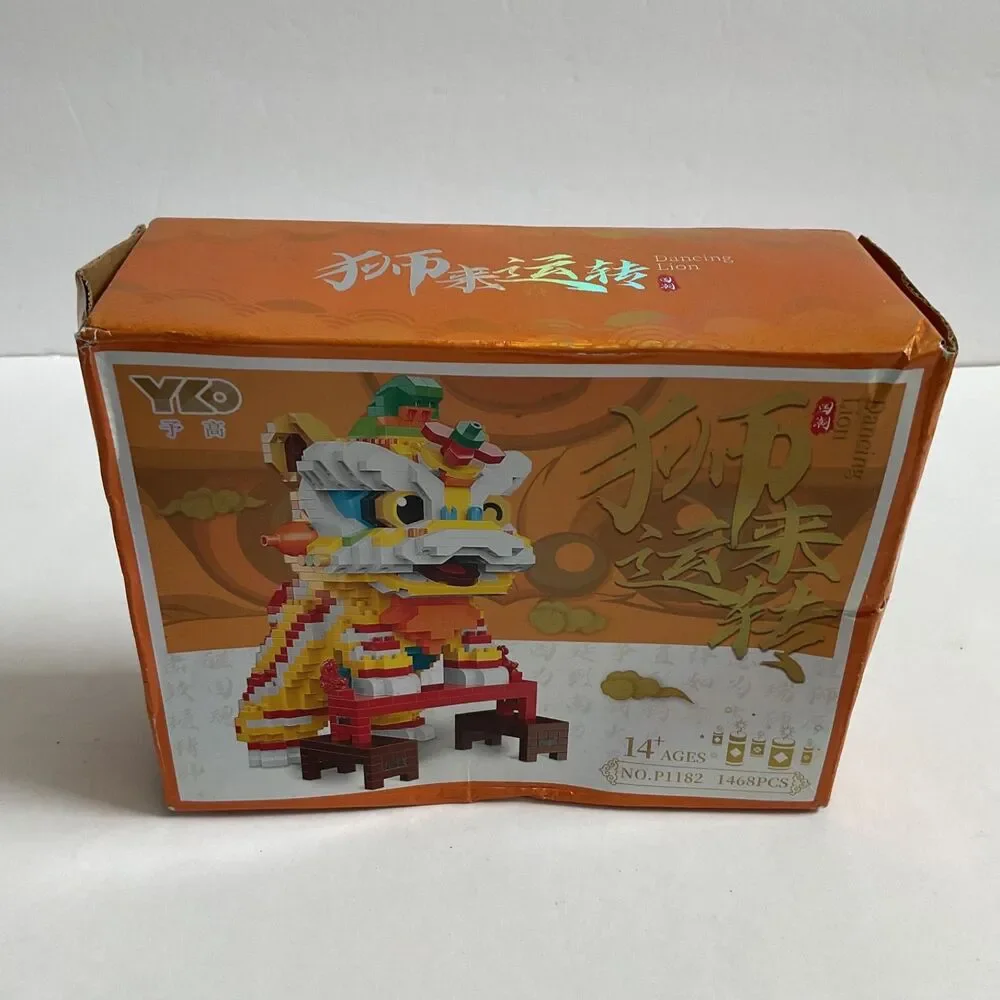 YKO Chinese New Year Dancing Lion 1468 Piece Mini Block Building Kit Ages 14+